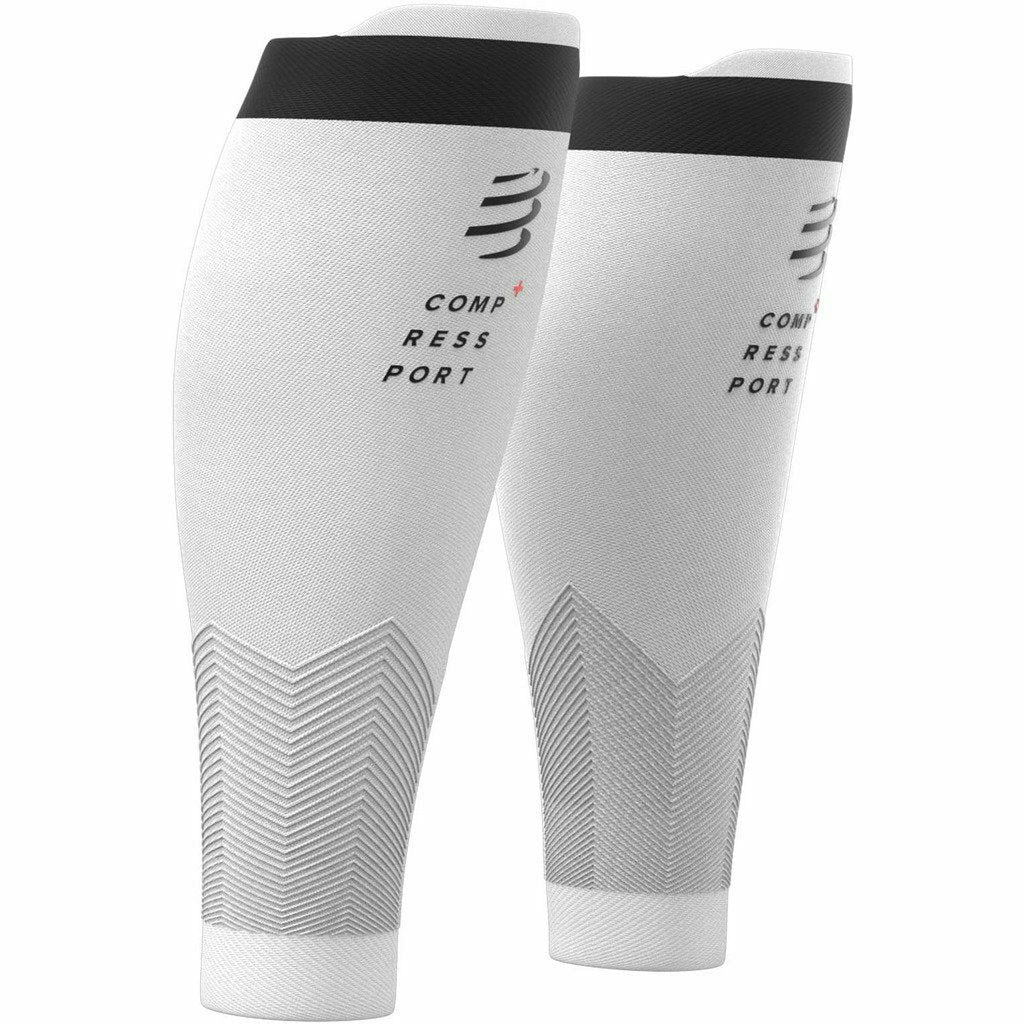Compressport R2 V2 White - Calf Sleeves - Mud and Snow