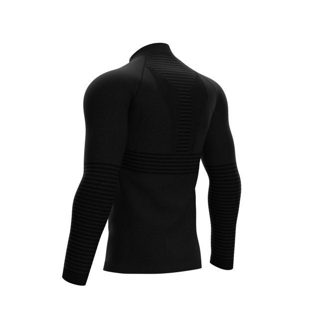 Compressport Seamless Zip Sweatshirt Black - Maglia Running - Mud and Snow