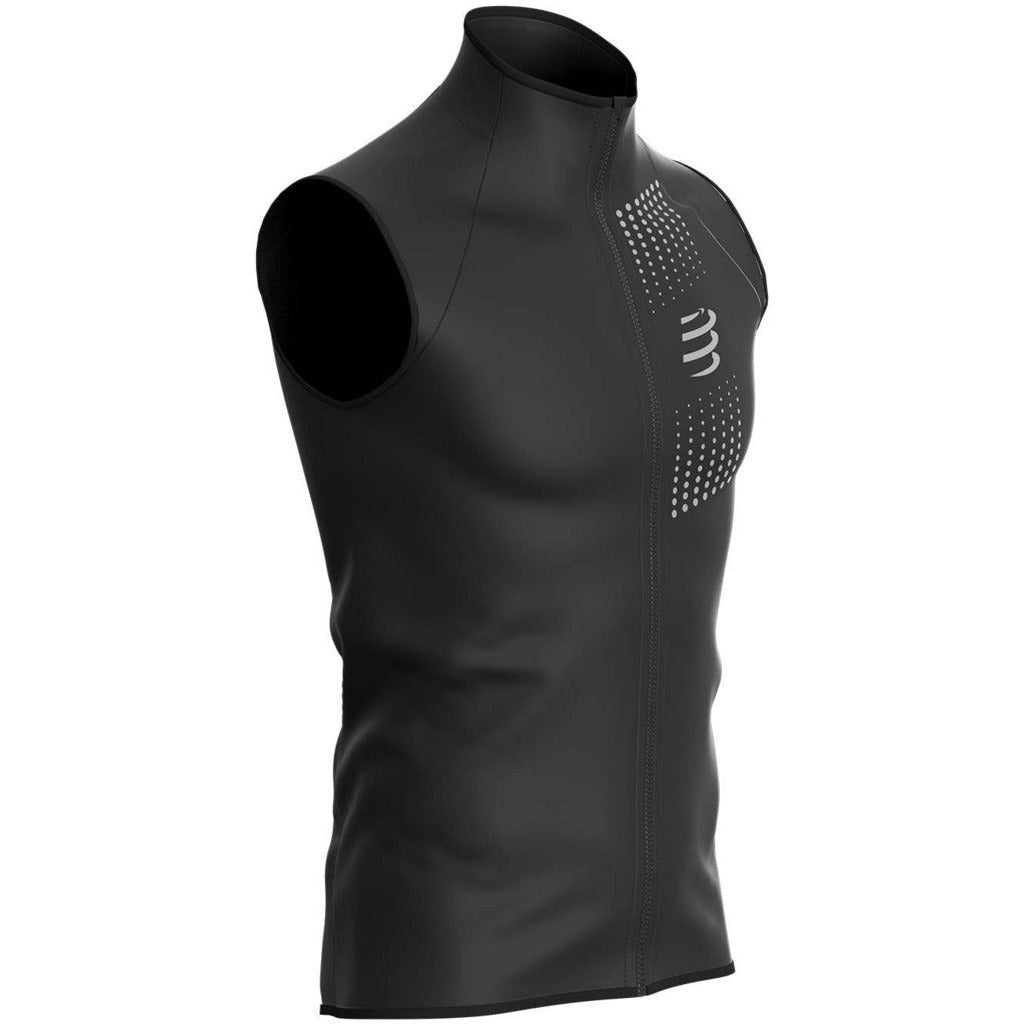 Compressport Hurricane Windproof Vest Black - Vest Antivento Running Uomo - Mud and Snow
