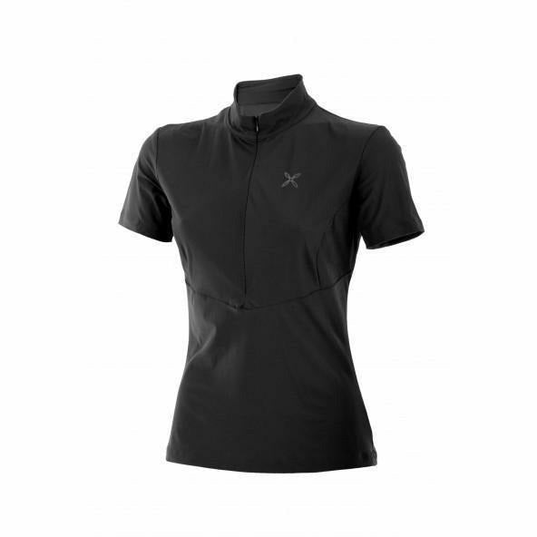 Montura Sensi Zip T-Shirt Woman Nero Maglietta Running Con Zip - Mud and Snow
