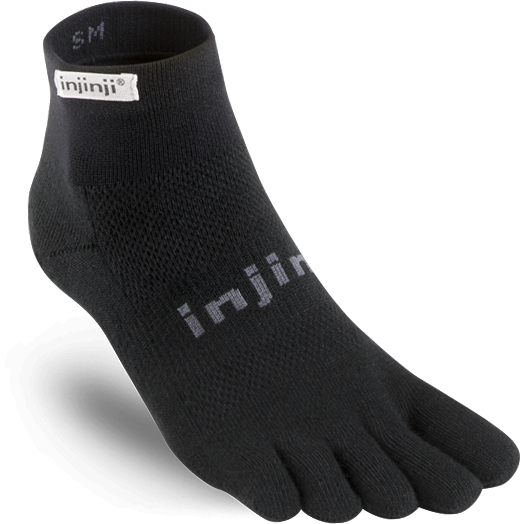 Injinji Run Original Weight Mini-Crewl Black- Calza Corta Trail Unisex - Mud and Snow
