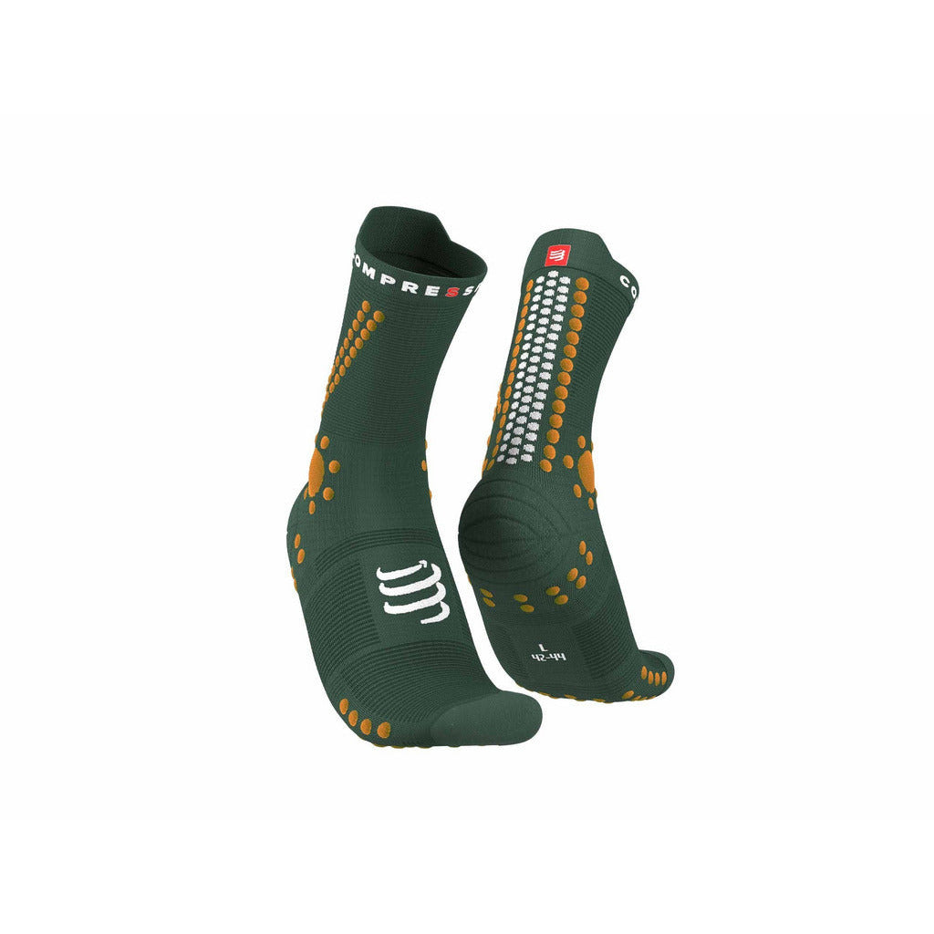Compressport Pro Racing Socks V4 Trail Green/Cheddar - Calze Trail Running - Mud and Snow