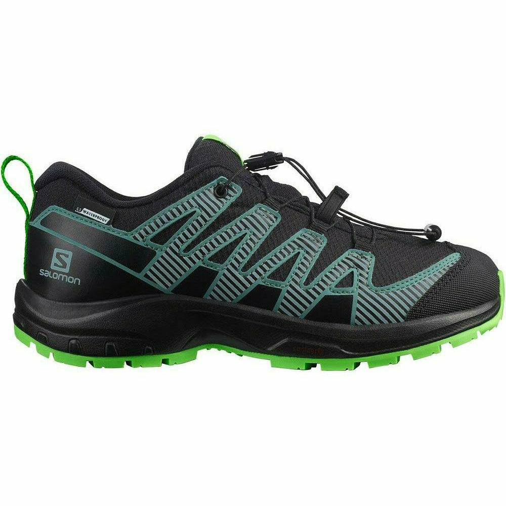Salomon Xa Pro V8 CSWP J Black / Green - Scarpa Bambino Impermeabile - Mud and Snow