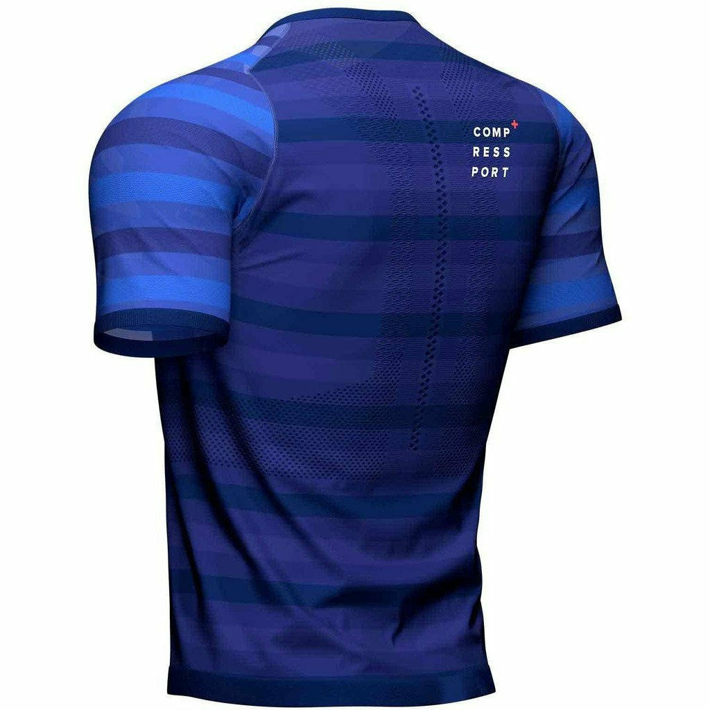 Compressport Racing Shirt Blue - Maglia Running Uomo - Mud and Snow