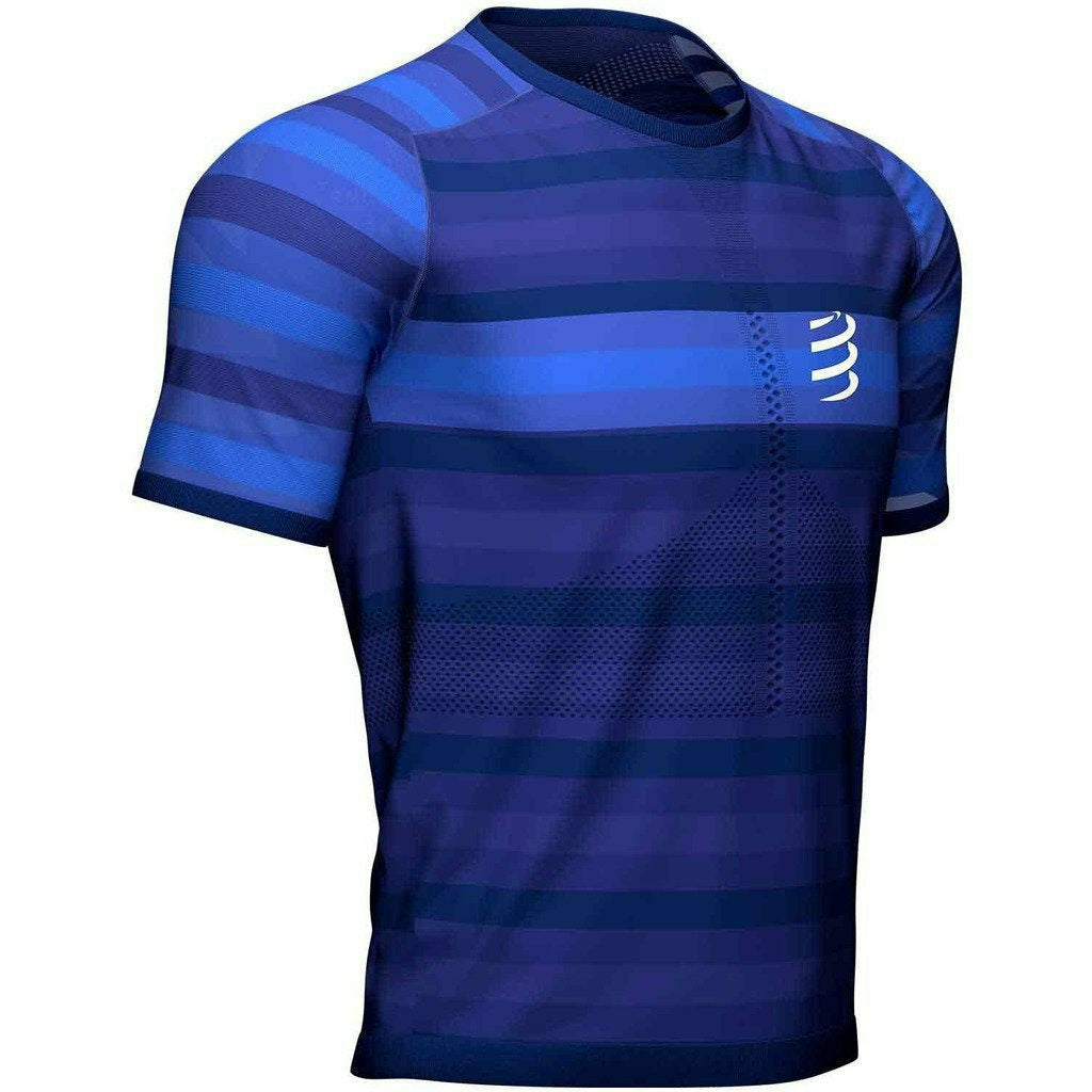 Compressport Racing Shirt Blue - Maglia Running Uomo - Mud and Snow